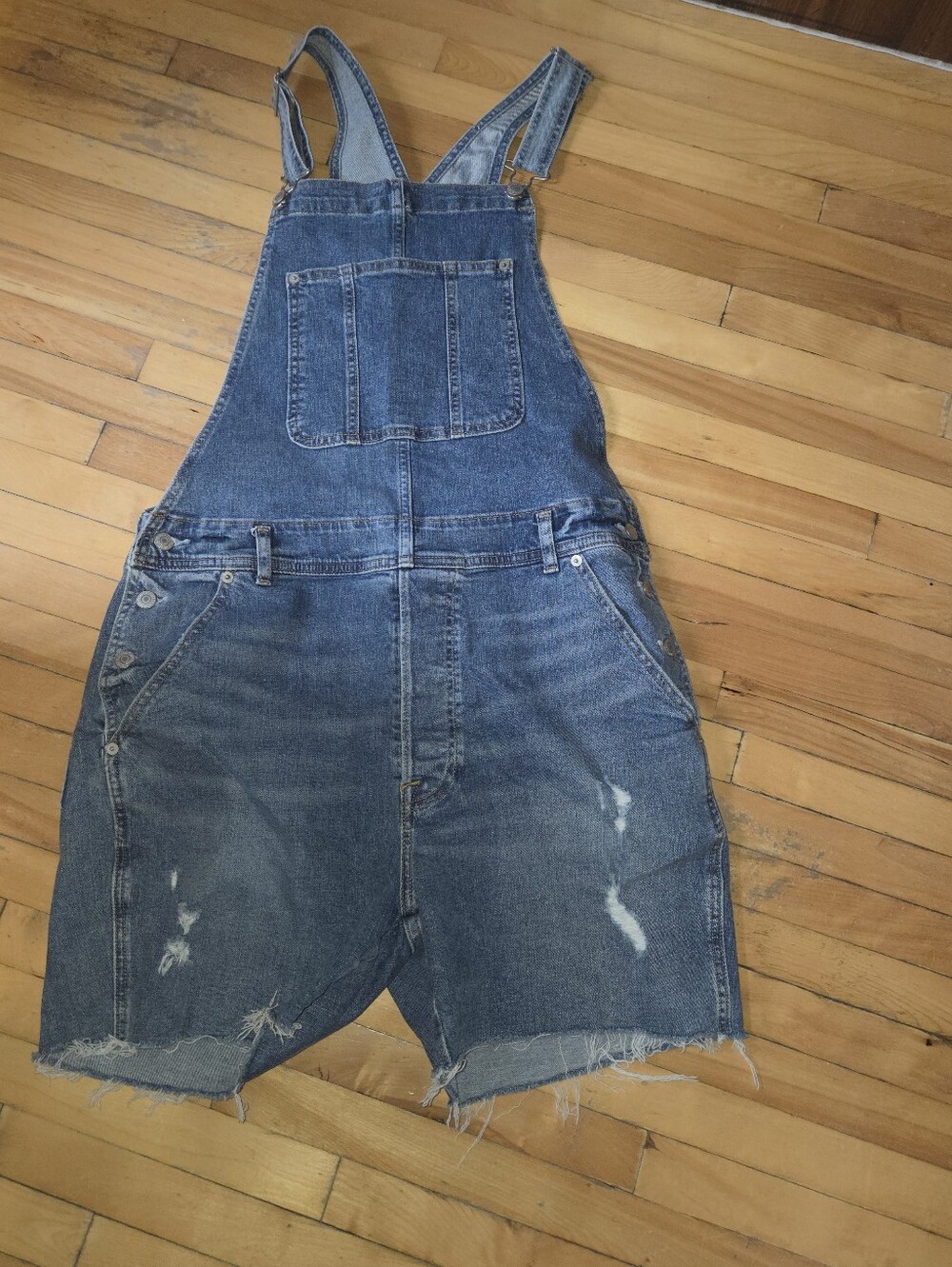 Abercombie&Fitch Men's Blue Denim Shortalls